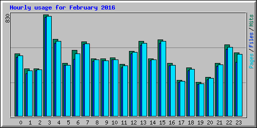 Hourly usage for February 2016